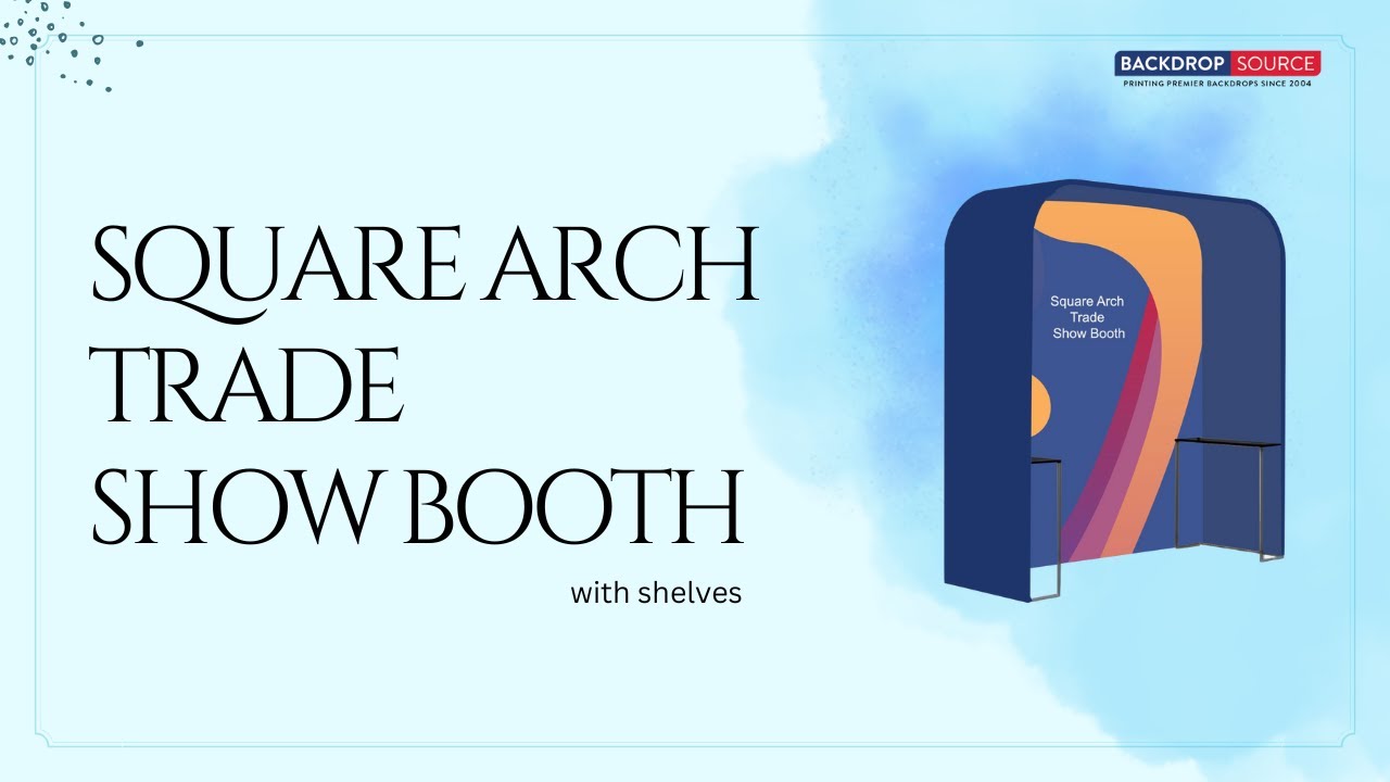 Square Arch Trade Show Booth with Shelves | Backdropsource