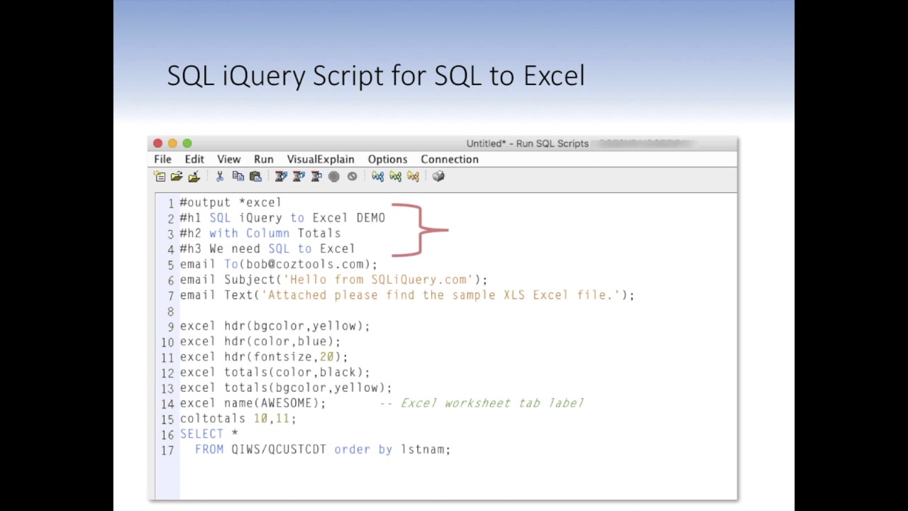 Advanced SQL to Excel on IBM i