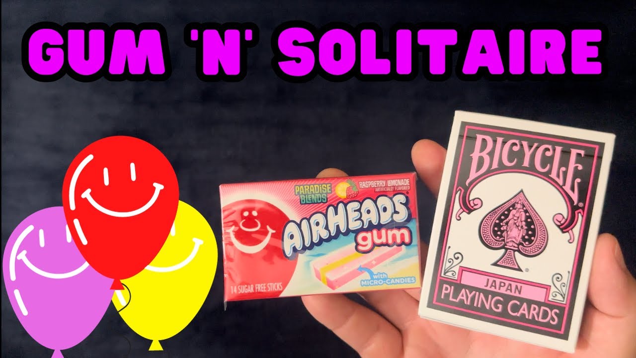 ASMR Gum Chewing Mouth Sounds 'n' (Some) Soft Spoken Whispers ~ Airheads Gum 'n'  Solitaire #410