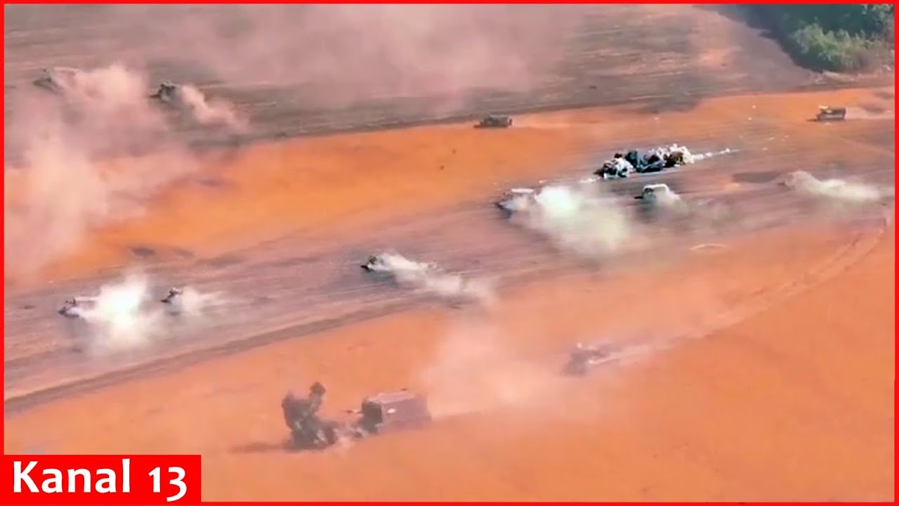Footage from failed Russian counter-offensive at Kursk - vehicles were ambushed in open area