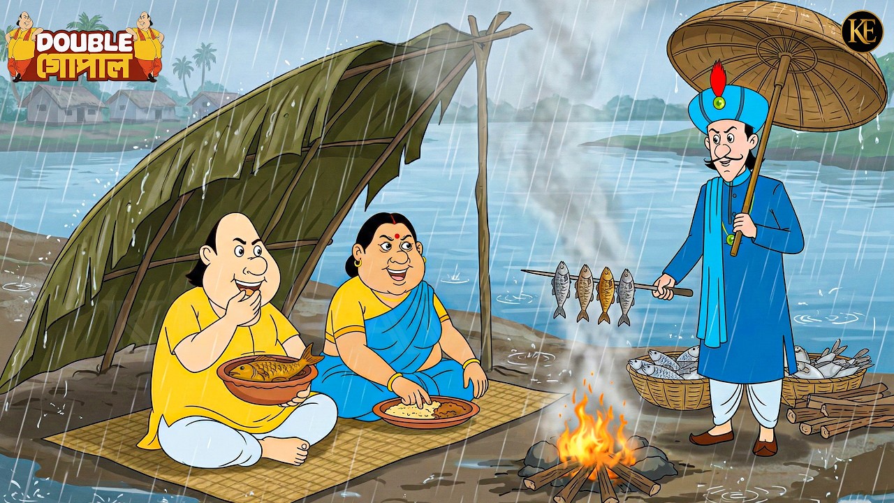 বৃষ্টিতে মাছ উপভোগ করা - গোপাল মাল খাচ্ছে, মন্ত্রী আগুনে রান্না করছে! || Gopal Bhar || Best Of Gopal