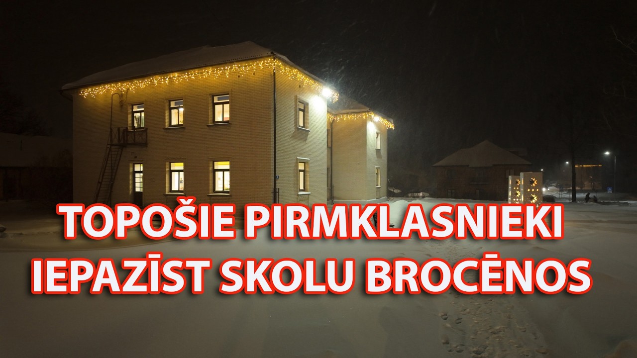 Topošie pirmklasnieki iepazīst skolu Brocēnos
