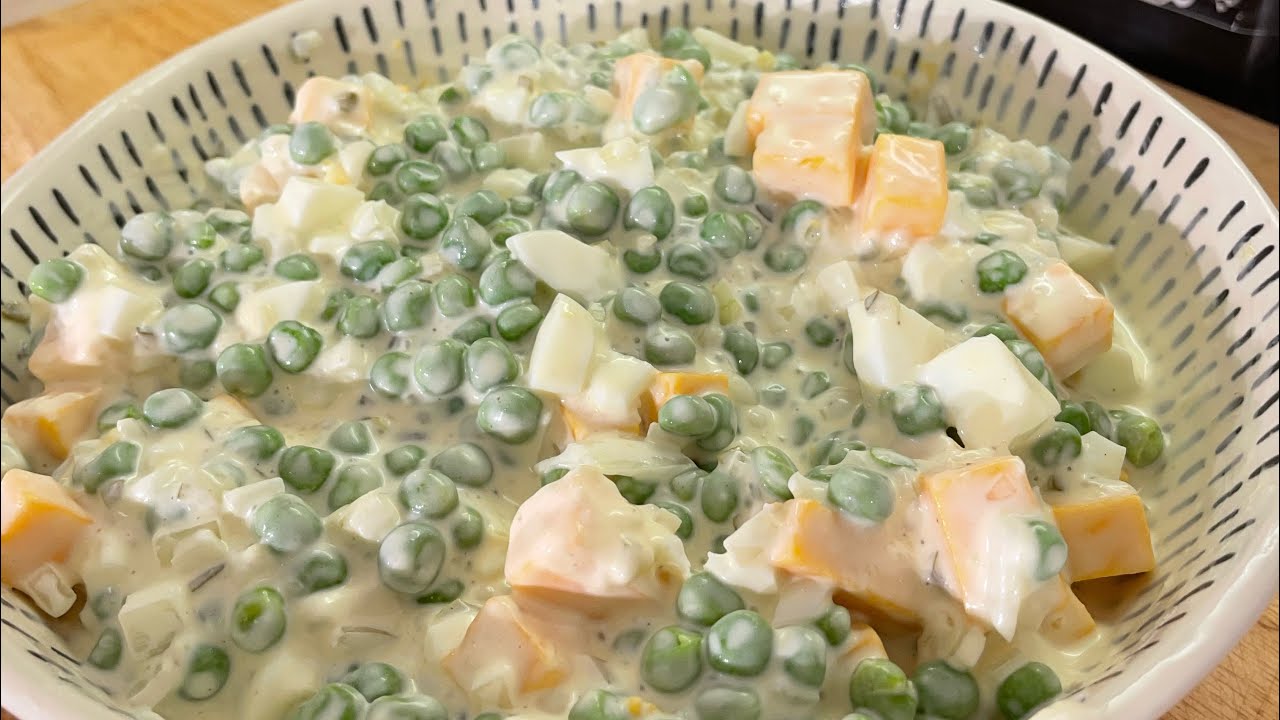 A SOUTHERN STAPLE SALAD IN THE SUMMERTIME/OLD SCHOOL ENGLISH PEA SALAD/COOL AND REFRESHING