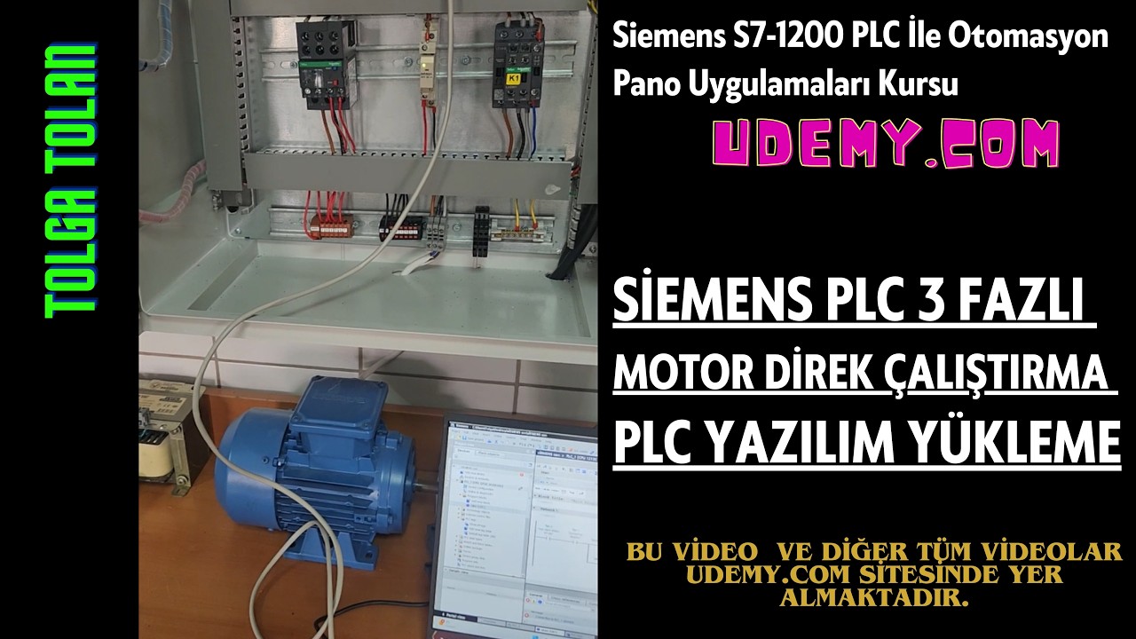 👍3 Fazlı Motor Direk Çalıştırılması Siemens PLC'e yazılım yükledik ve Sonuçlar ✴️ Otomasyon Kursu