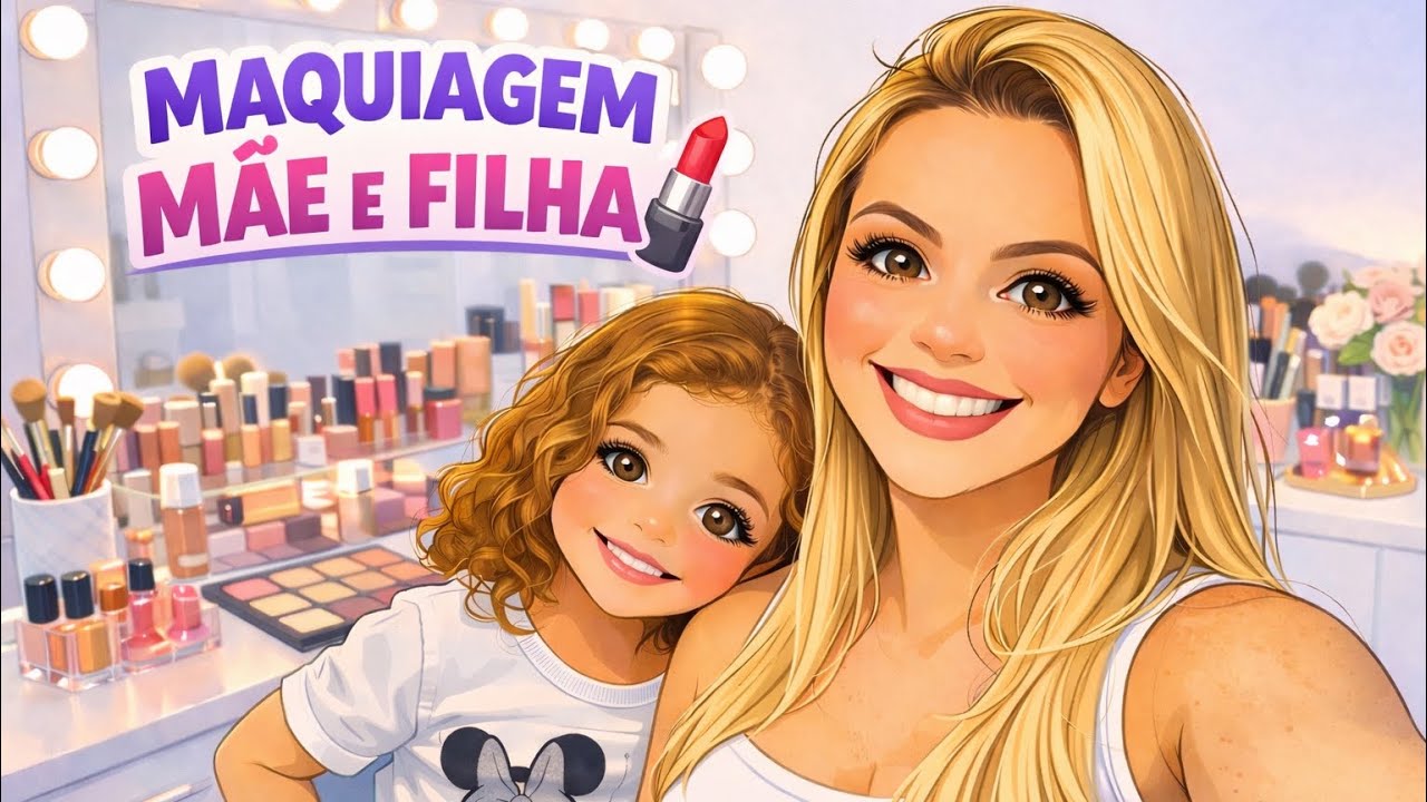 “Um momento só nosso: maquiagem entre mãe e filha! 💄 #maeefilha #maquiagem #vídeoinfantil #diversão 