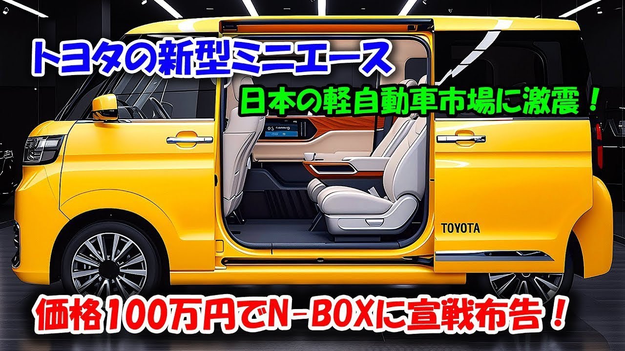 😱トヨタがついに動いた！トヨタ新型ミニエース登場、半額以下でN-BOXに宣戦布告！