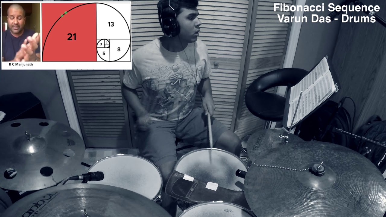 Varun Das (Drums) playing Fibonacci Sequence - Manjunath BC - Konnakol Rhythms