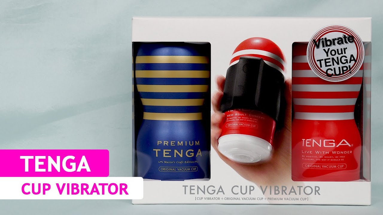 TENGA: Cup Vibrator - вібронасадка, 7 режимів, 2 мастурбатори в комплекті