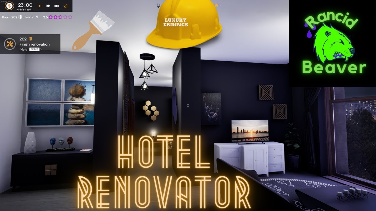 Hotel Renovator.  Room 202 Minimalist Black and White room.