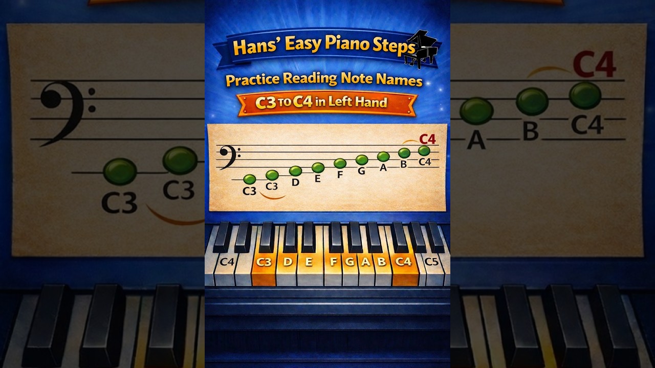 Practice Reading Note Names C3 to C4 in Left Hand #music #piano #notereading #notenames #lefthand