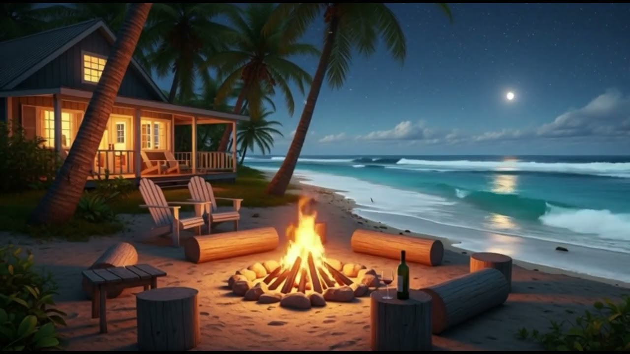 Sleep listening to beautiful music by the sea, beautiful scenery, gentle waves.