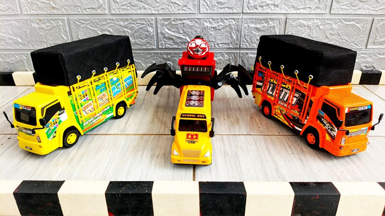 Bermain Mobil Mobilan, Mobil Truk Oleng, Mobil Sekolah, Kereta Choco Charles