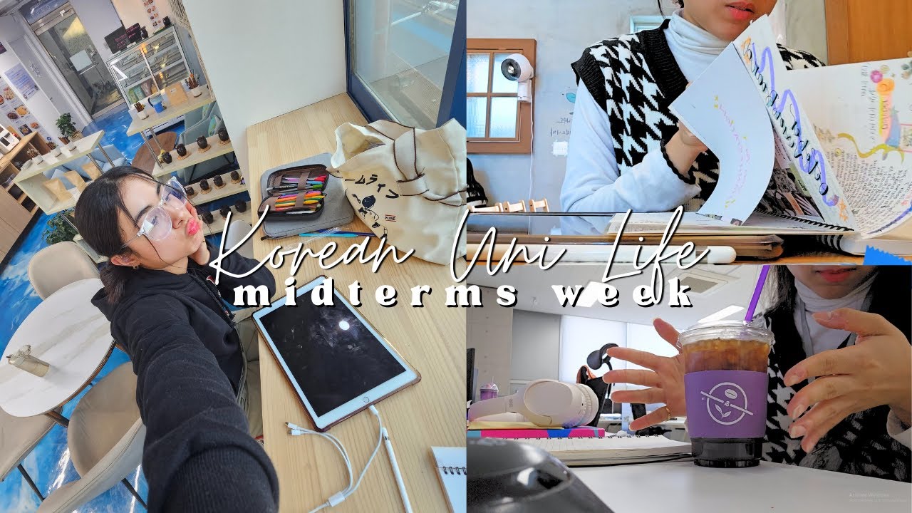 KOREAN UNI LIFE | Midterms week Pt. 1 | study, coffee, lab, workout | @hjihye_gbm