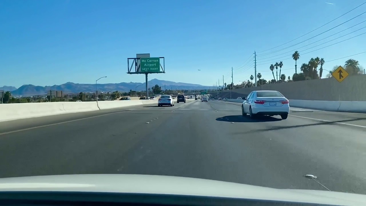 Driving through Las Vegas and Henderson on US Highway 95 to Boulder City, Nevada