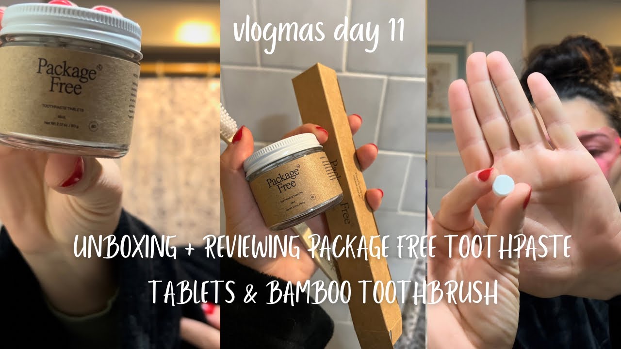 Unboxing & Reviewing Package Free toothpaste tablets + bamboo toothbrush | vlogmas day 11!!