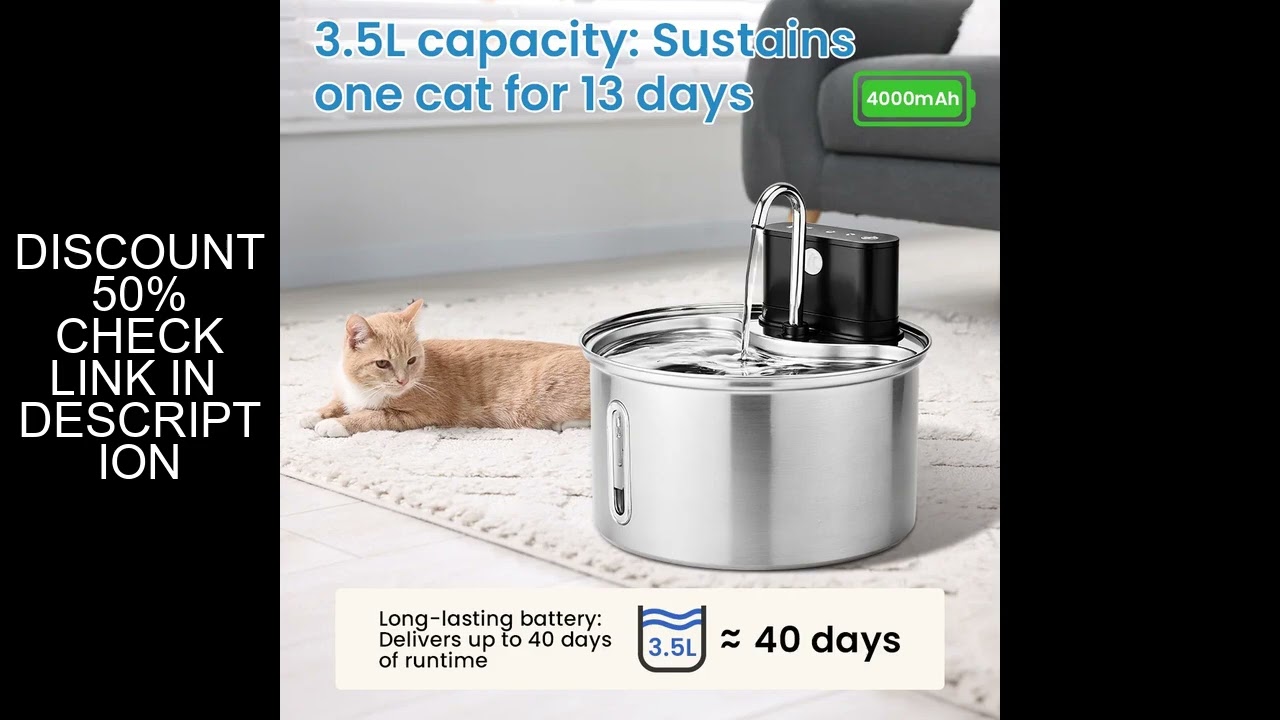 3.5L Stainless Steel Cat Sensor Water Fountain Wireless Smart Automatic Pet Water Dispenser For Cat
