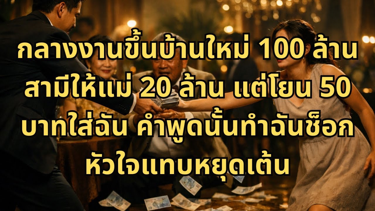 กลางงานขึ้นบ้านใหม่ 100 ล้านบาท สามีมอบเงิน 20 ล้านบาทให้แม่ แต่กลับเขวี้ยง 50 บาทใส่หน้าฉัน