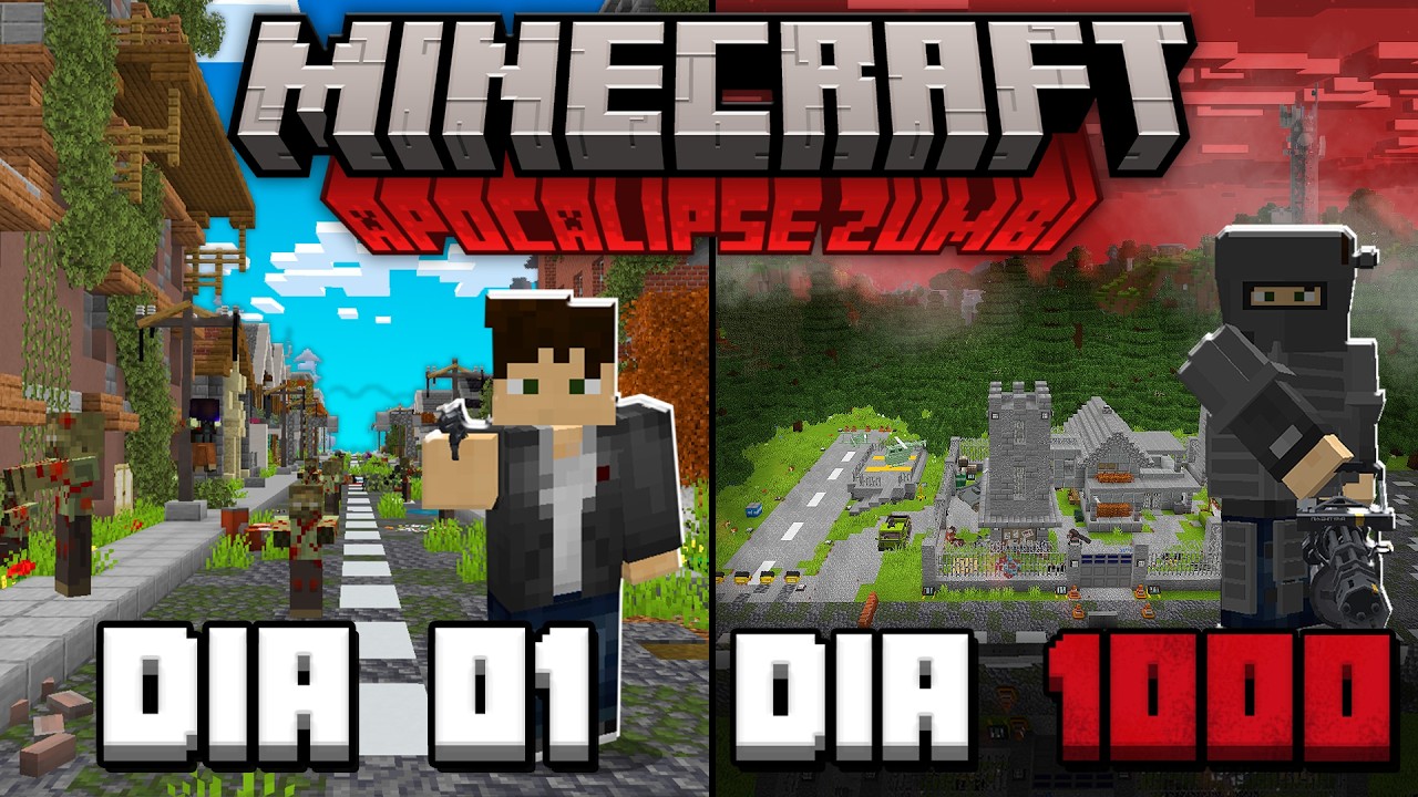 Sobrevivi 1000 dias em um APOCALIPSE ZUMBI no MINECRAFT HARDCORE - O FILME