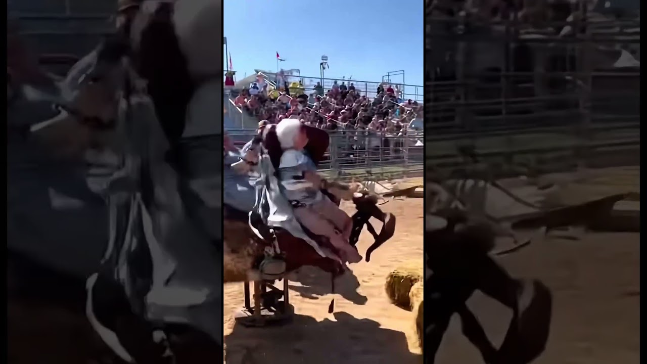 Grandma Conquered the Mechanical Bull (Barely) 🤠 #shorts #rodeo