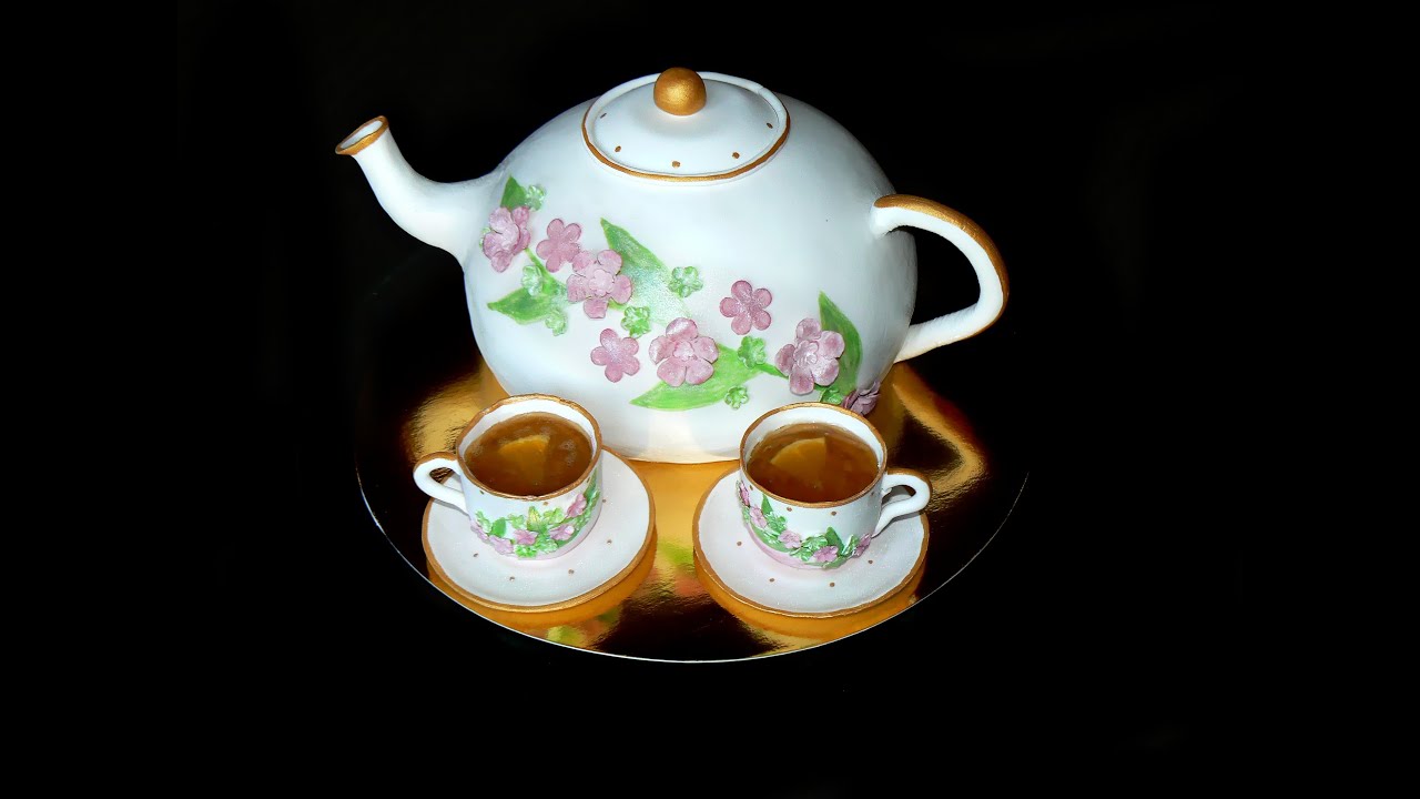 Торт чайник з мастики.  МК - Teapot Cake -Torta de la masilla