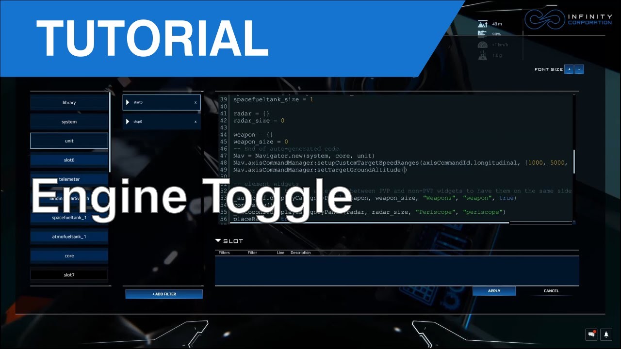 Dual Universe Lua Tutorial - Toggling Engines