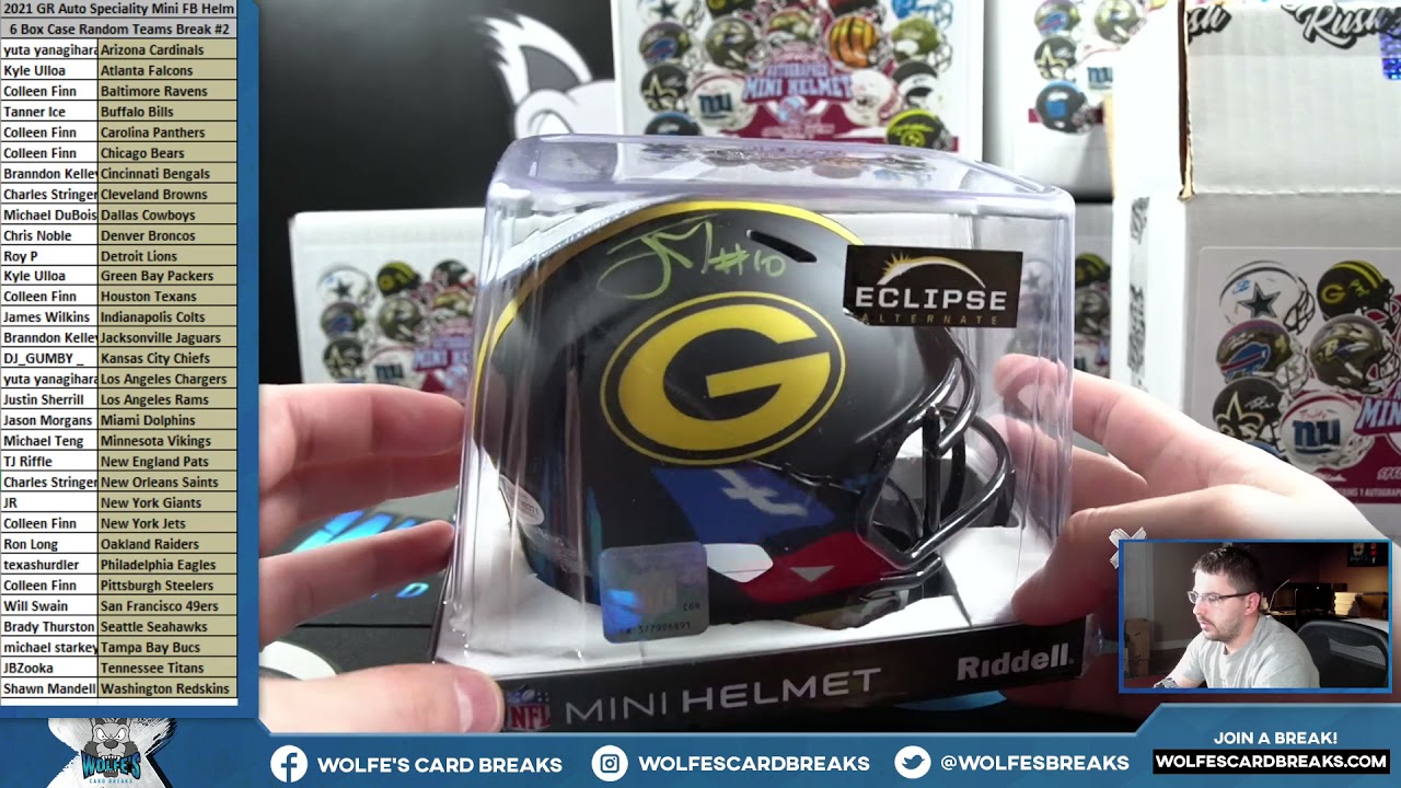 2021 Gold Rush Auto Mini Football Helmet Series 2 Specialty Ed. 6 Box Case Random Teams Break #2