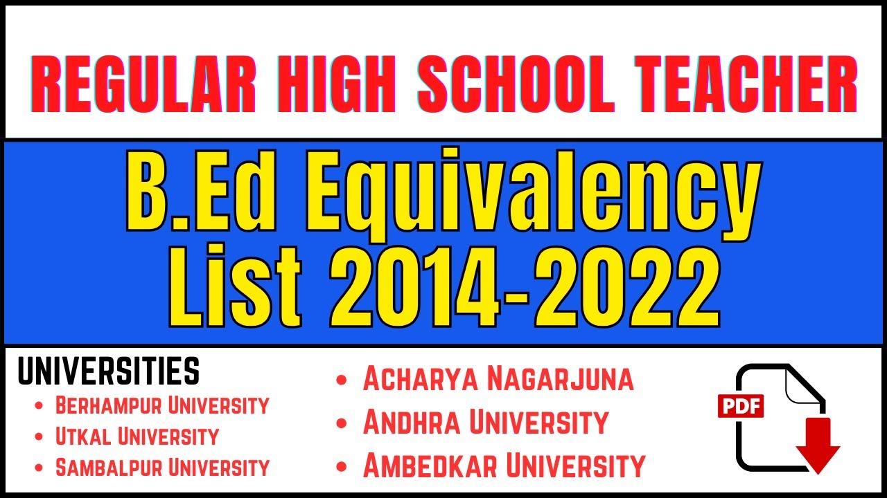 B.Ed EQUIVALENCY LIST 2014-2022 ANDHRA, NAGARJUNA AMBEDKAR UNIVERSITY