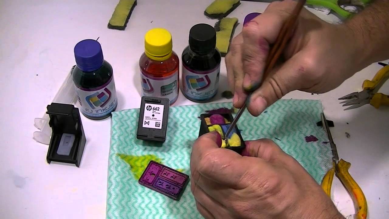 Adaptando o cartucho 662 colorido para pegar mais tinta - Parte 1