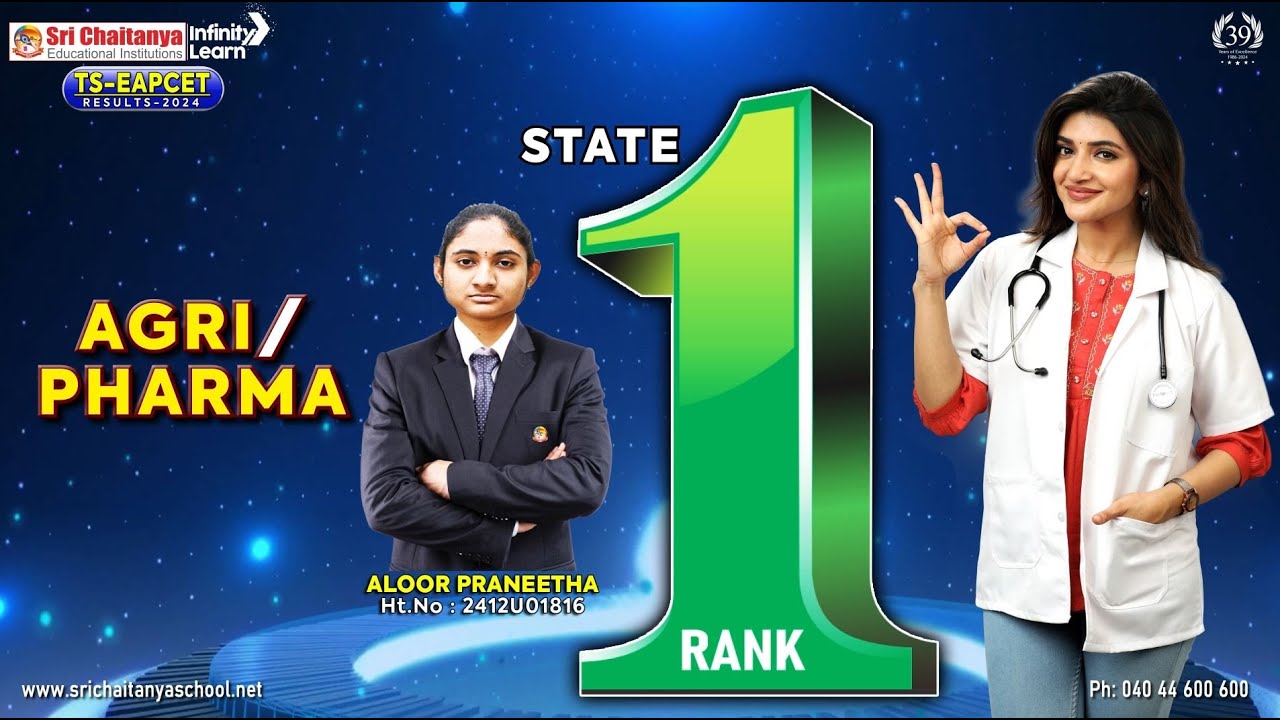 Sri Chaitanya Education Institute I TS-EAPCET 2024 RESULTS I Agri/Pharma I Engineering
