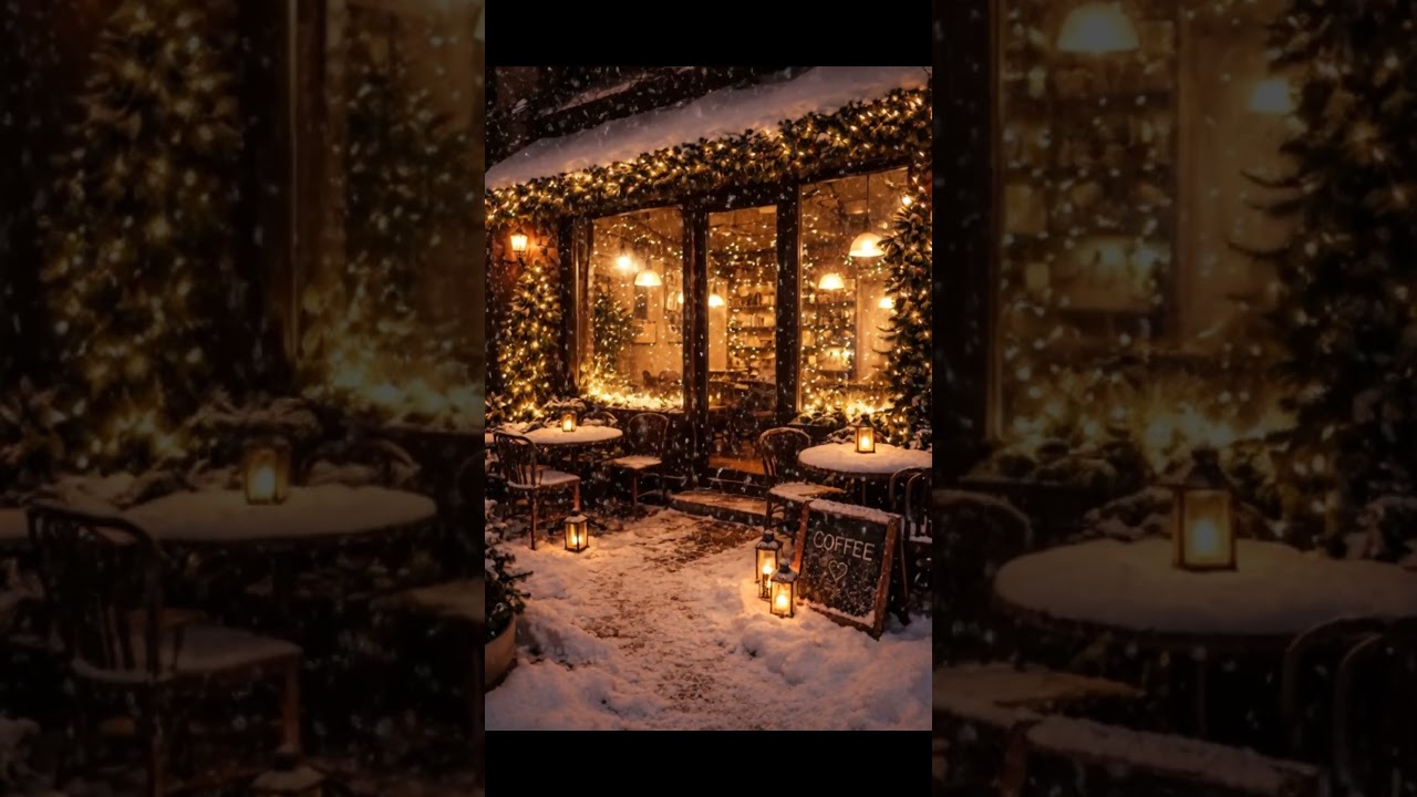 Snowy Caf&eacute; Magic ❄️ Warm Lights in Winter Wonderland