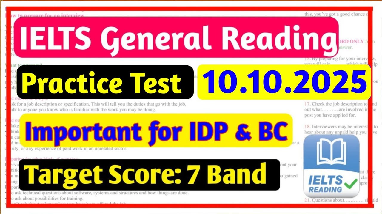 IELTS Reading General Training Practice Test 2025 With Answers | IELTS Reading Test General Training