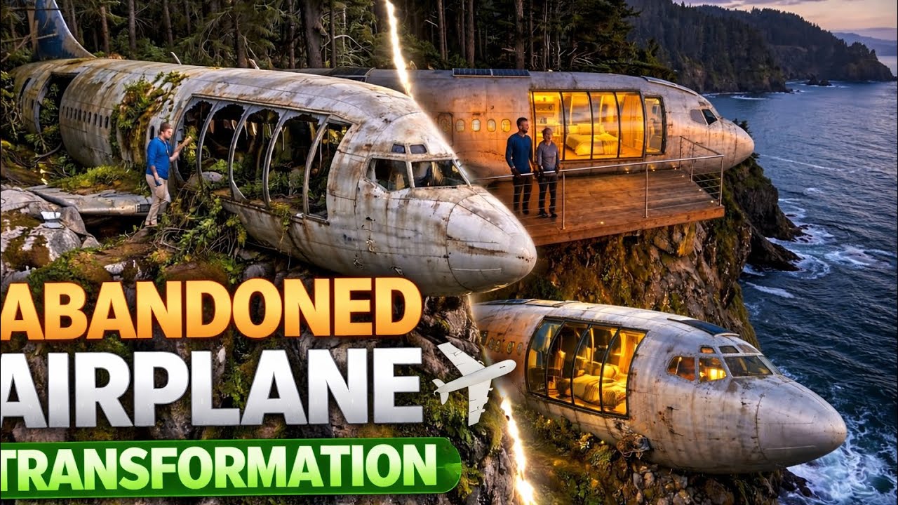 Abandoned Airplane Turned Cliffside Home ✈️ | Silent ASMR Restoration&rdquo;
