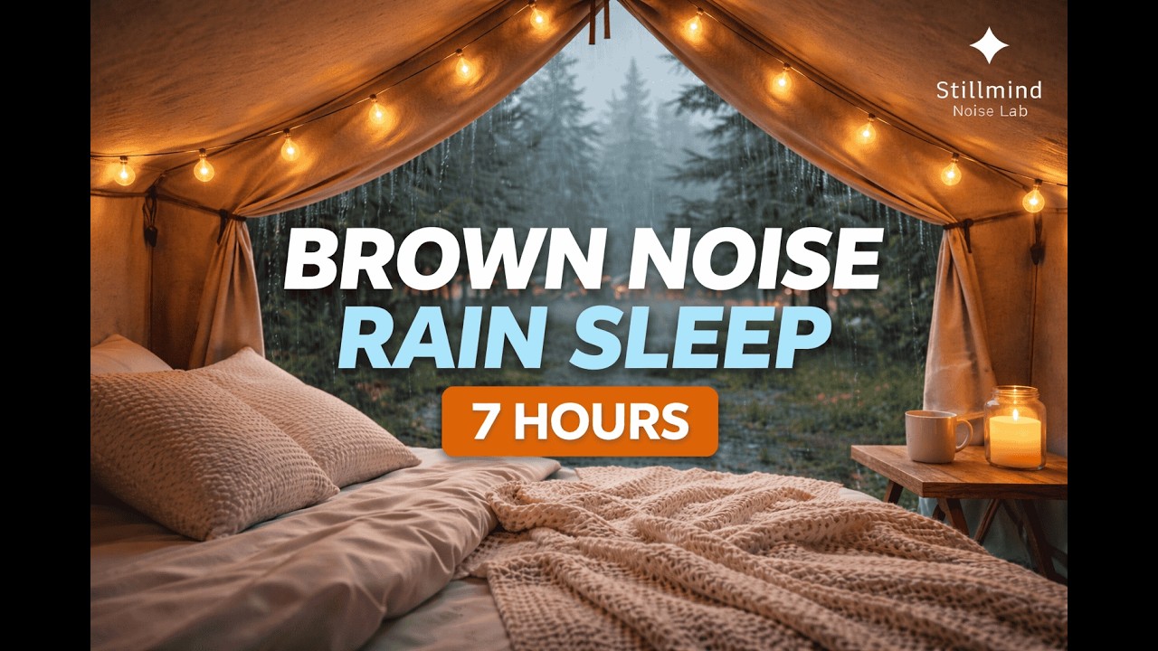 Brown Noise & Rain Sounds for Deep Sleep, Focus and ADHD | Cozy Camping Ambience 7 Hours