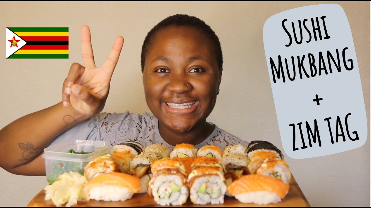 35 PIECE SUSHI MUKBANG + ZIMBABWEAN TAG