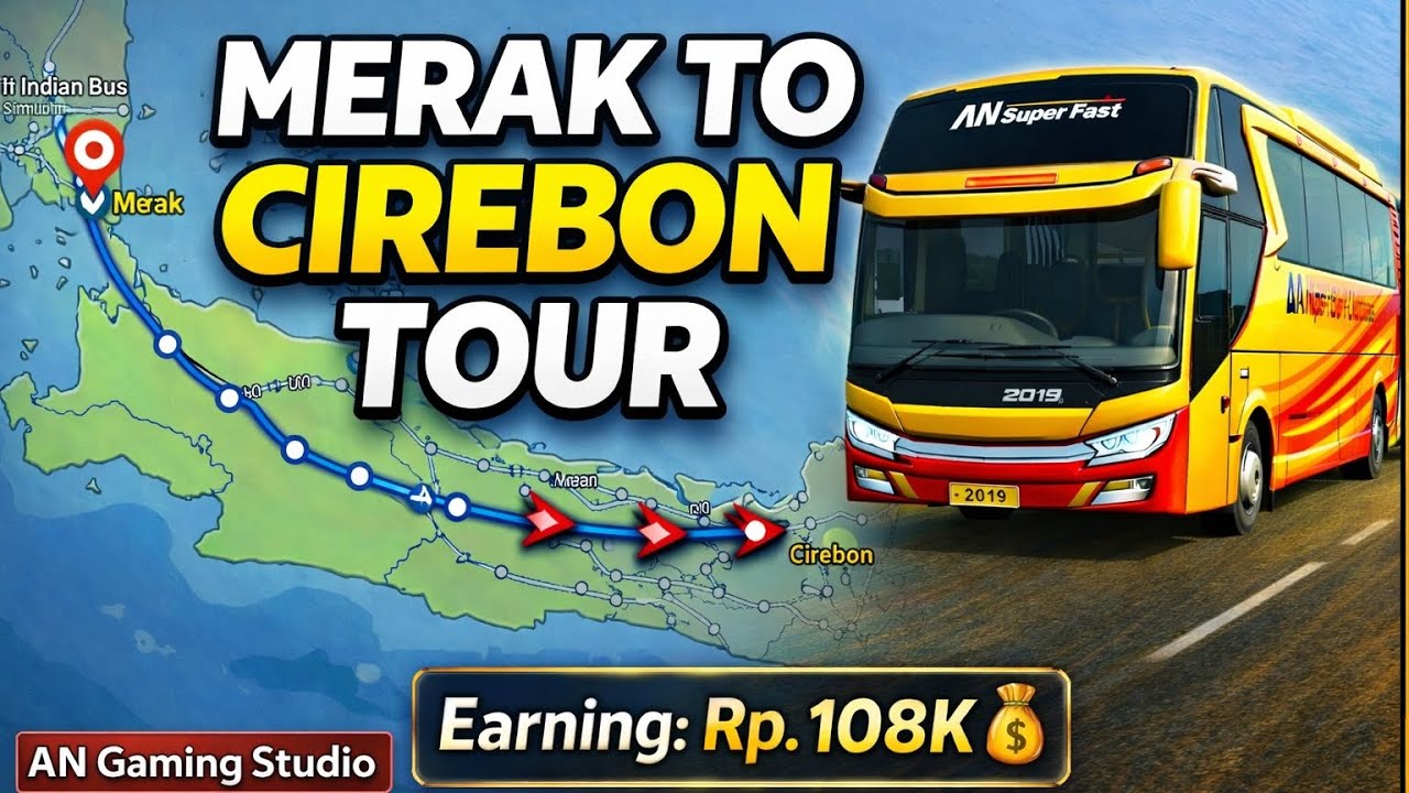 Merak to Cirebon Tour – Super Fast Bus Journey | Earning Rp.108K 🚍💰