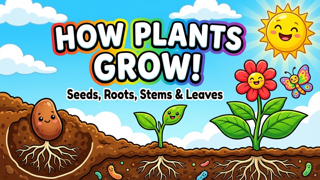 How Plants Grow for Kids | Seeds, Roots, Stems & Leaves Explained