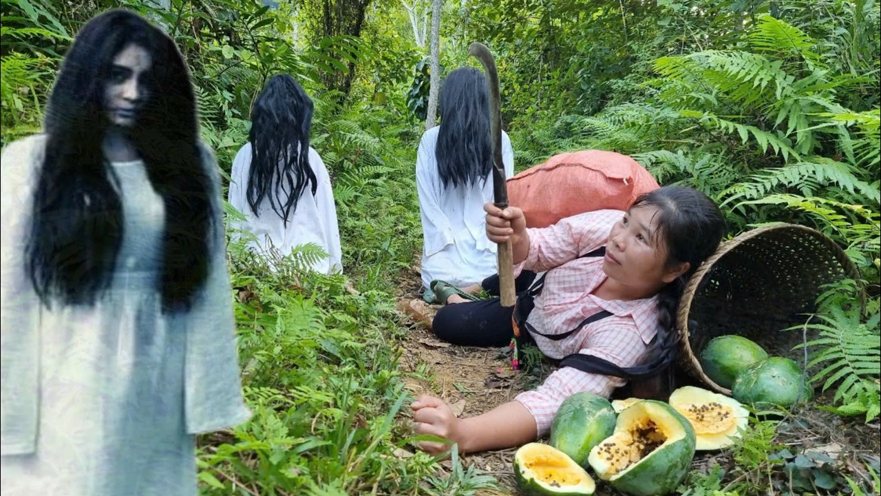 TIMELAPSE: 220 days living in a dangerous forest attacked by ghosts - Harvesting fruit to sell