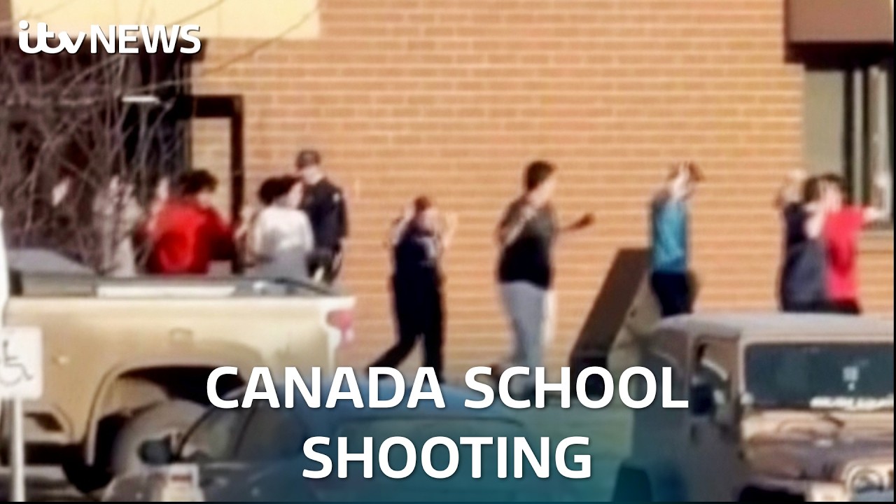 Scenes of terror show children fleeing scene of deadly Canadian shooting | ITV News