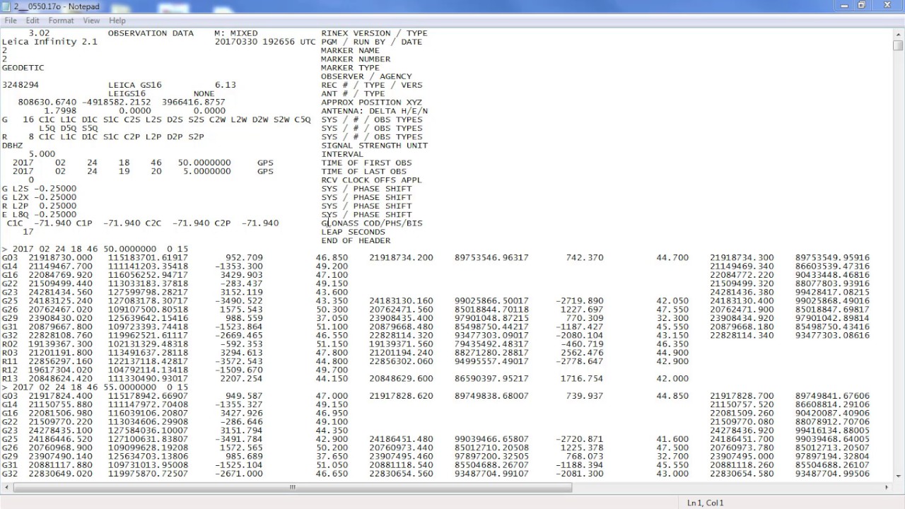 Leica Infinity - GNSS Raw Data Export to RINEX for OPUS