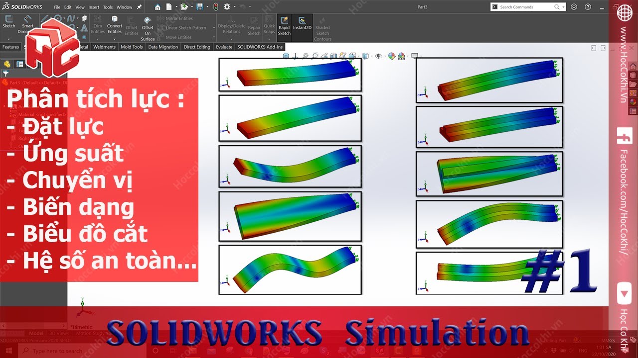 [hoccokhi] SOLIDWORKS Simulation 01: Giới thiệu phân tích lực dạng dầm