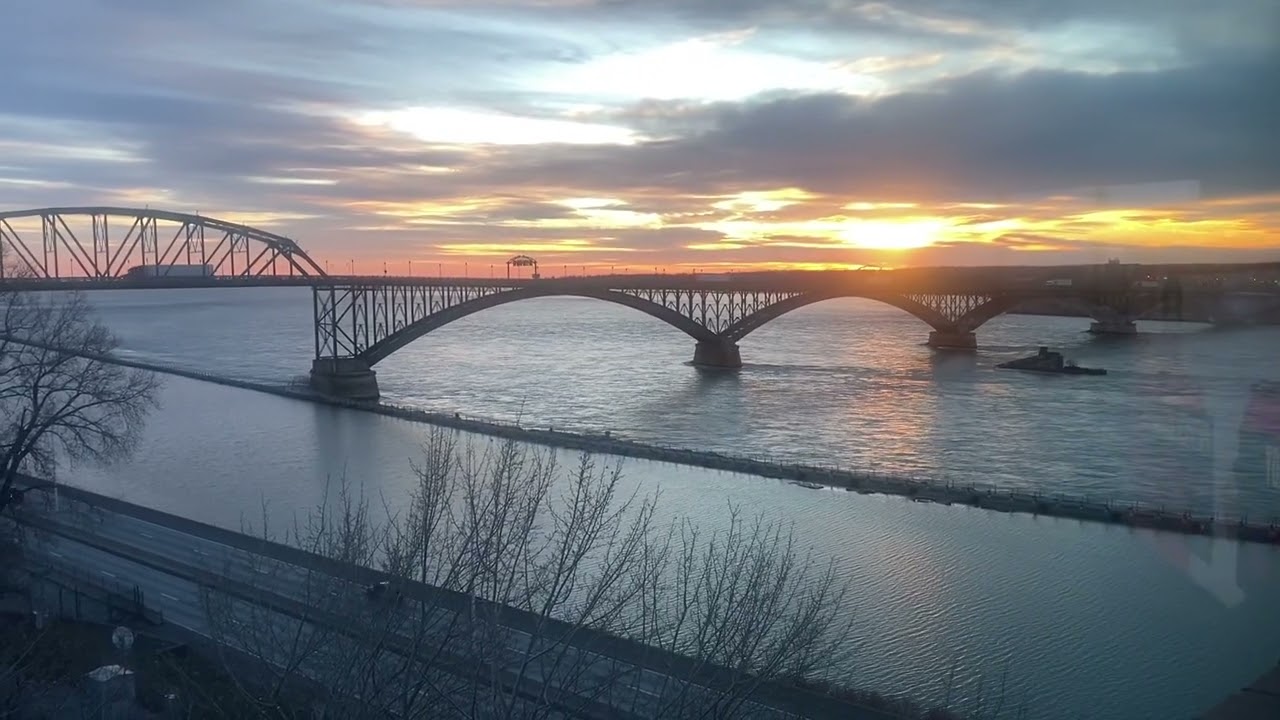 Peace Bridge Niagara River Sunset