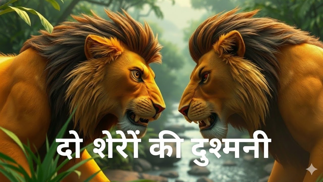 जंगल के दो शेरों की दुश्मनी | शक्ति और कालू की कहानी | Moral Story in Hindi#cartoon #jungle #kahani 