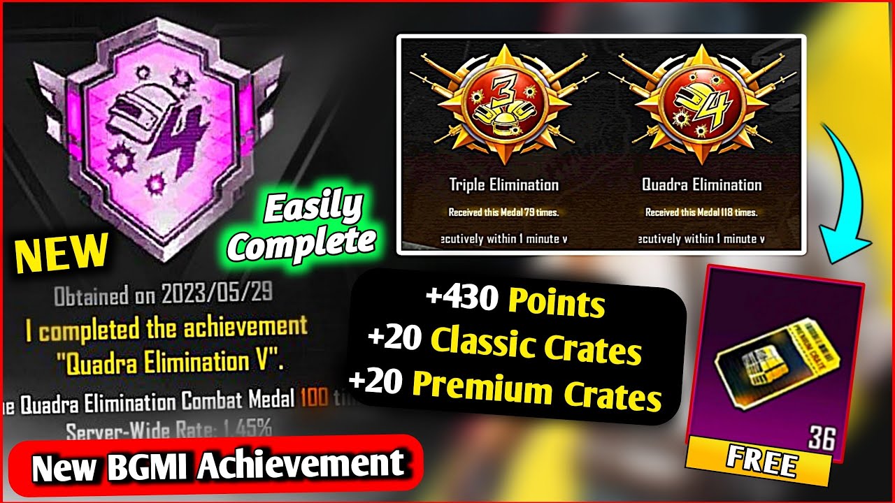 Easily Complete (Quadra Elimination) Achievement | FREE +430 Achievements Point in BGMI TEAM HARSHIT