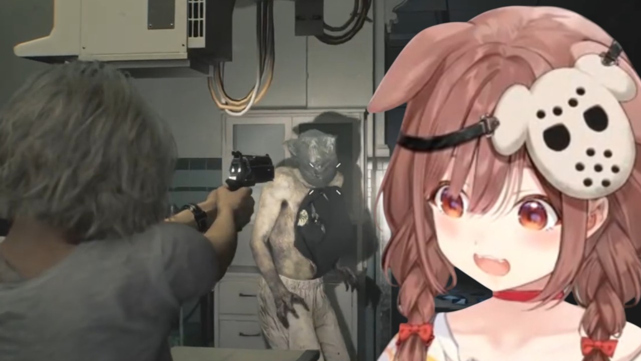 Korone's reaction using this Gun for the first time in Resident Evil Requiem