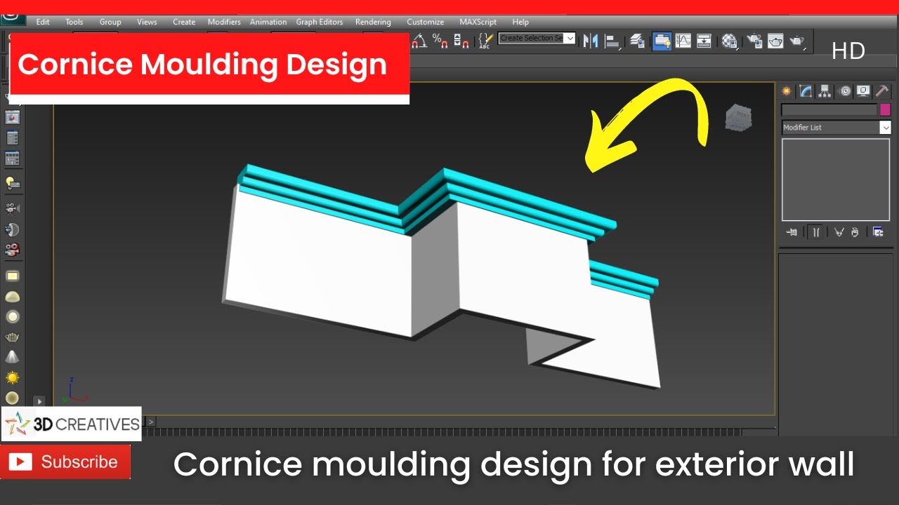Cornice molding design for exterior wall 3ds max