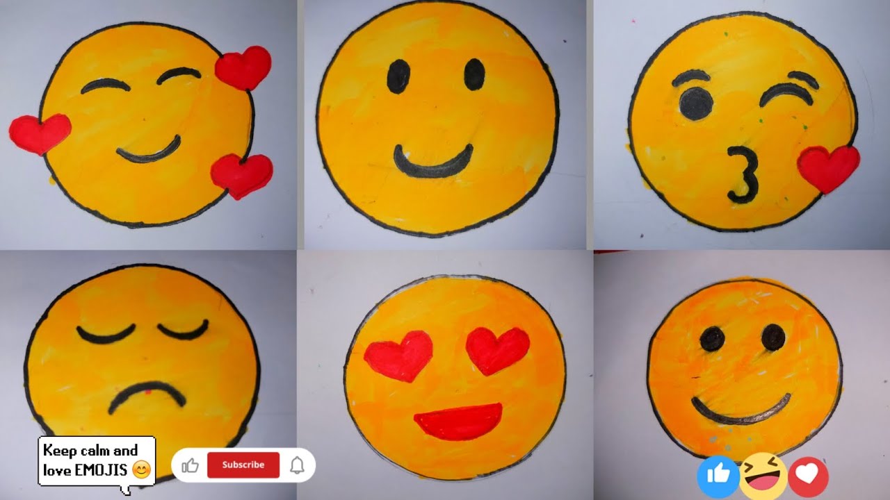 🥰🙂😘😞😍🙃=6types emoji#drawing#pencilesketch
