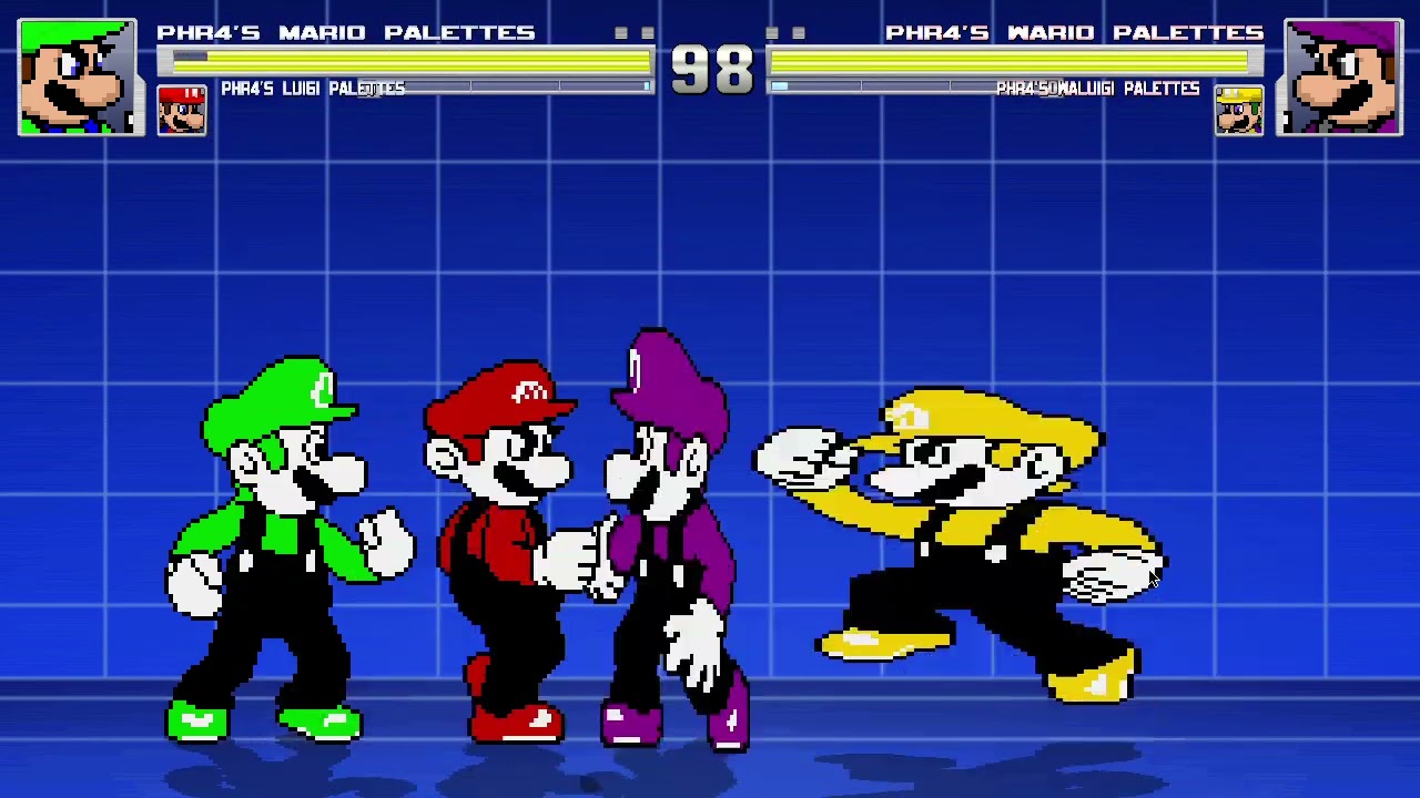 MUGEN PHR4's SSB Mario Bros's Extra Palettes Lançado 1/2