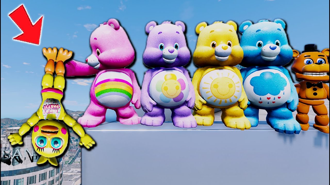 Evil CARE BEARS DESTROY All the FNAF World Animatronics! (GTA 5 Mods FNAF RedHatter)