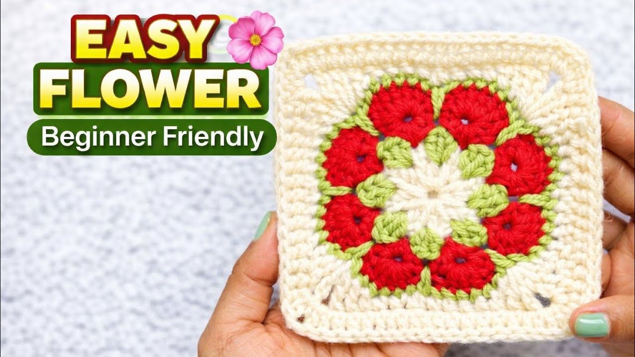 Easy Flower Granny Square Tutorial 🌸| Beginner Friendly Crochet✨