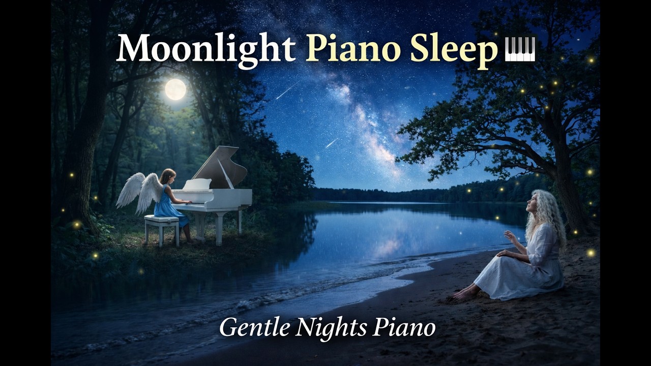 Moonlit Angel Piano🌌 Gentle Night Music & Milky Way Sky for Deep Sleep  432Hz Relaxation